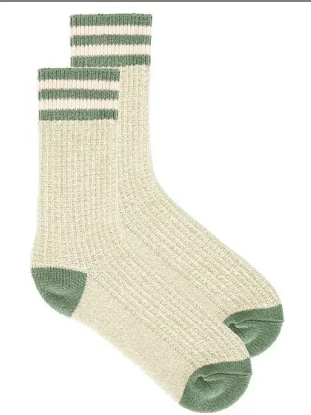 Free People Jackson Cozy Stripe Socks in Sage featuring a ribbed texture. NWT